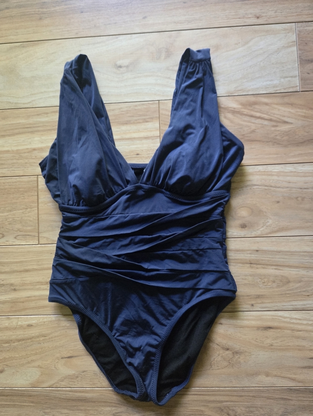 Garnet Hill Ruched Crossover One Piece Swimsuit Navy Blue Size 0